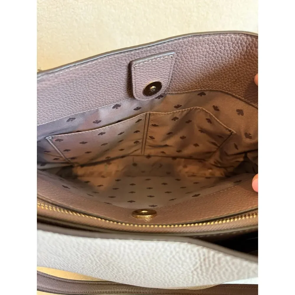 Kate Spade New York Pebbled Leather Snakeskin Trim Tote Purse Shoulder Bag
